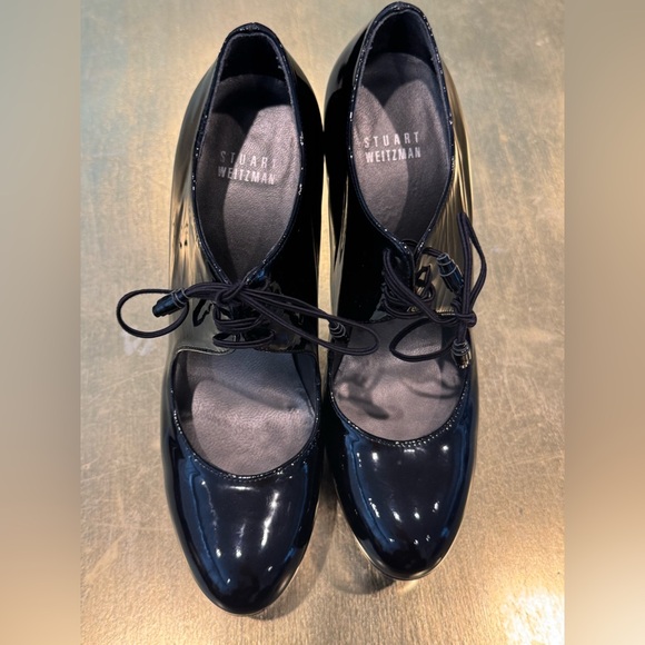 Stuart Weitzman Black Patent Leather Platform Lace-Up Heels size 6.5 - Picture 6 of 16